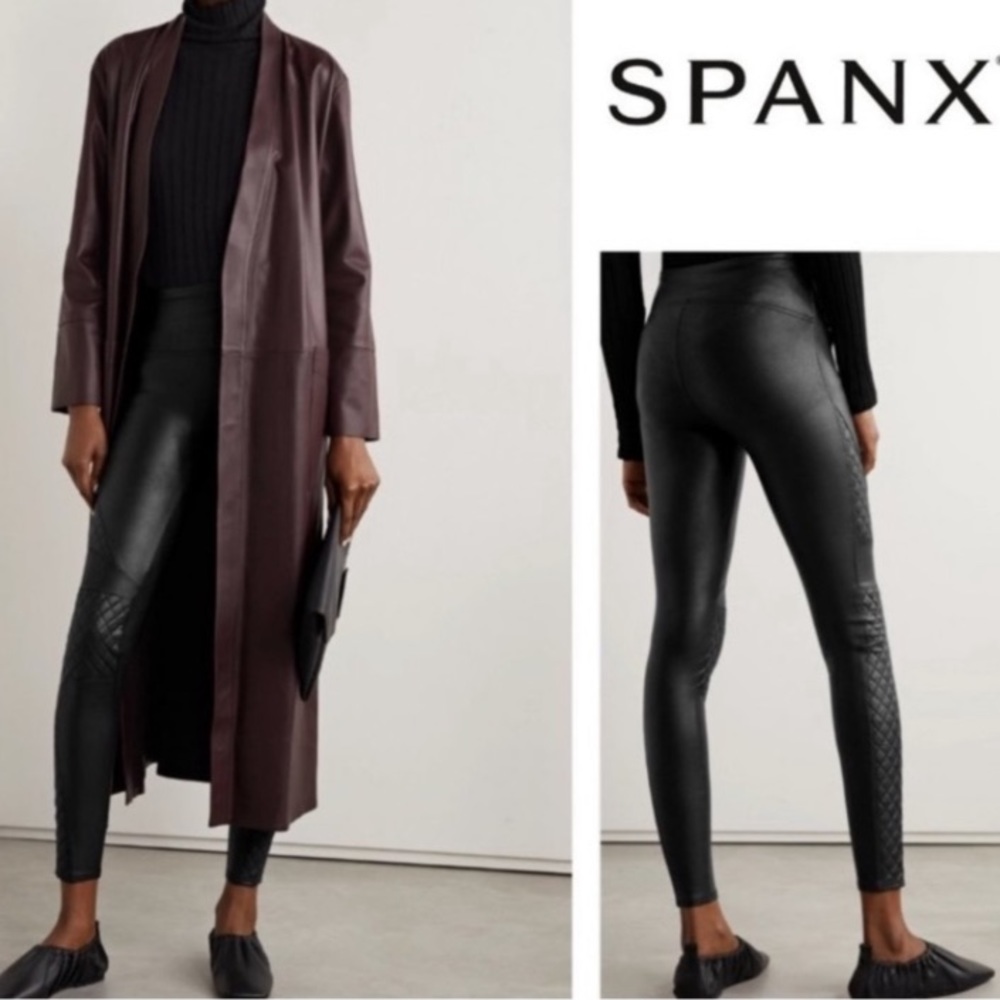 💙 SPANX Black Faux Leather Moto Legging